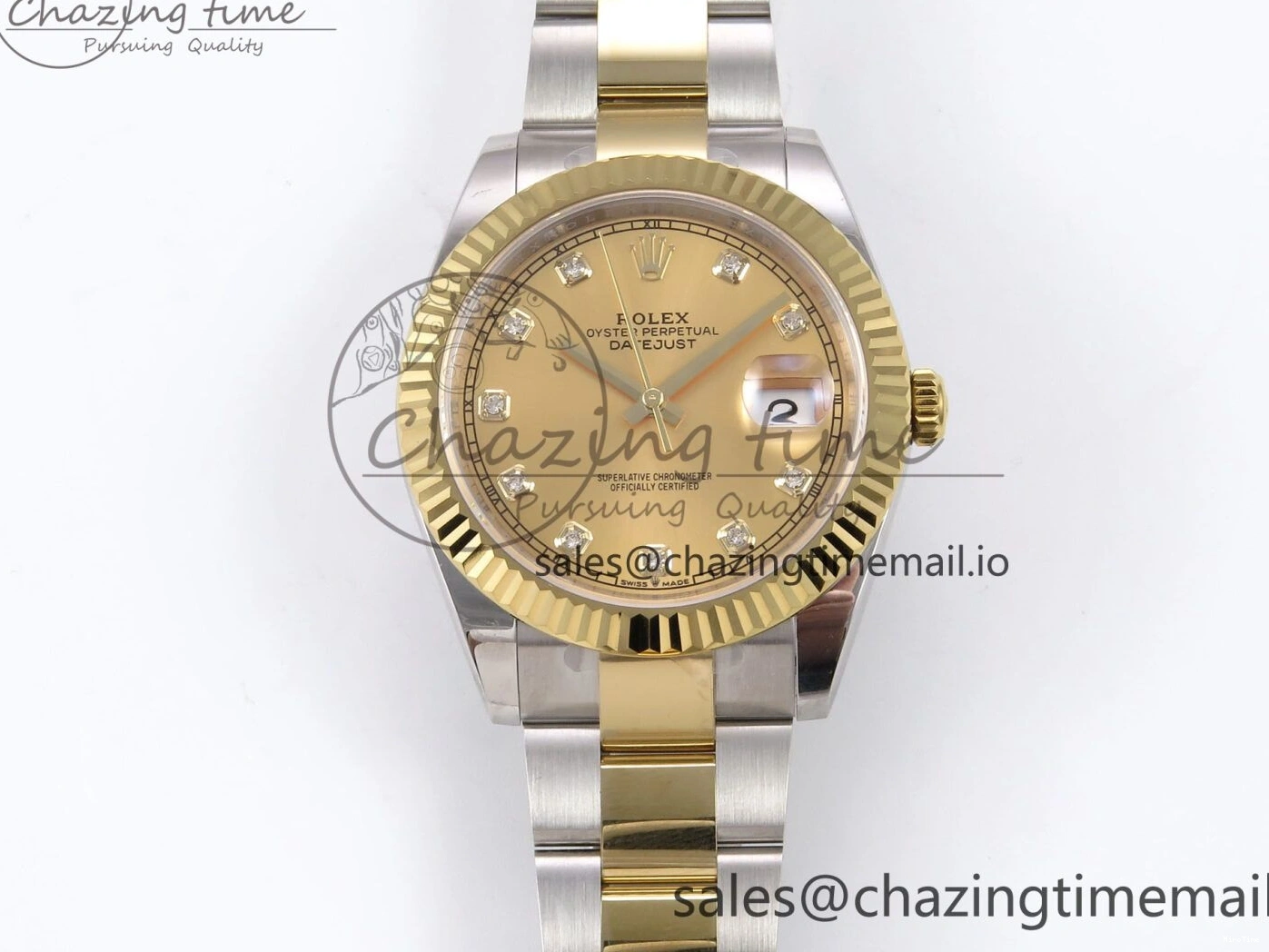 MiroTime 1229 DateJust 41 126333 EWEF Best Edition YG Diamonds Dial on SS YG Oyster Bracelet A Minimalist 973
